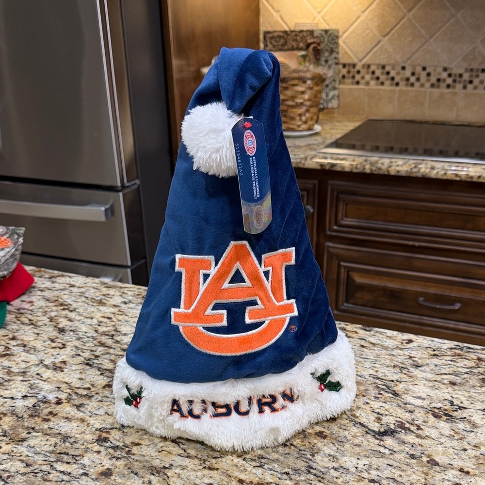 NWT  Auburn University Holiday Santa Hat - Navy & Orange Embroidered